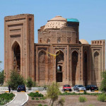 اورگاج ، پایتخت خوارزم، محلی که در آن آمو دریا بسمت شمال تغییر مسیر می دهد